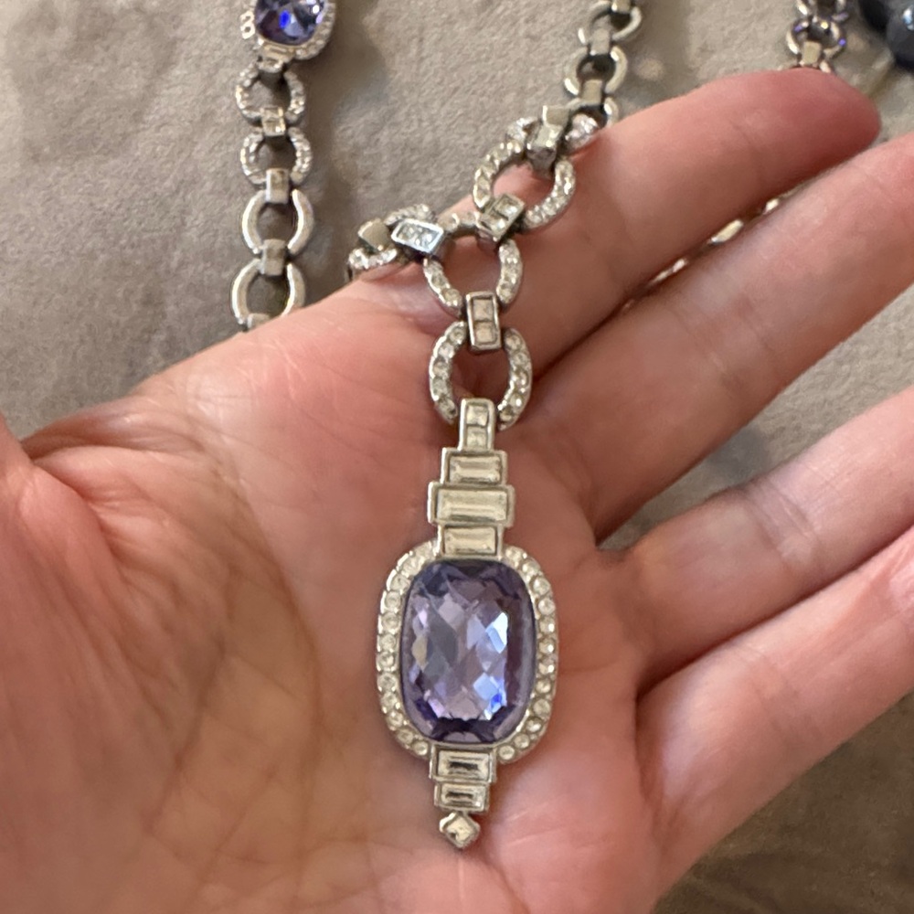 David Tutera Beverly Hills Silver and Purple Pendant Necklace and Bracelet